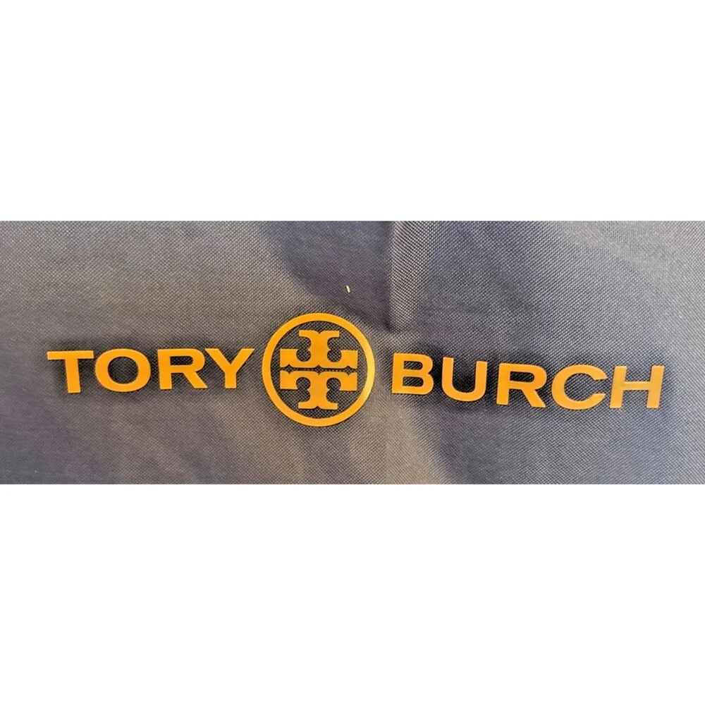 Tory Burch Large Garment Bag Dress Suit Travel Canvas Navy Orange Logo Zip